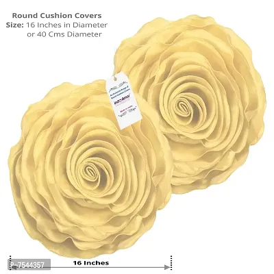 indoAmor Rose Design Super Satin Cushion Covers, 16x16 Inches (Cream) - Set of 5-thumb2