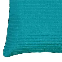 indoAmor Quilted Silk Cushion Cover (Turquoise/Firozi, 16x16 Inches) Set of 5 Pieces-thumb3