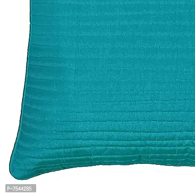 indoAmor Quilted Silk Cushion Cover (Turquoise/Firozi, 16x16 Inches) Set of 5 Pieces-thumb4