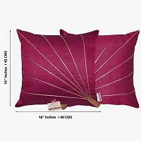 indoAmor Stripes Pattern Silk Cushion Covers (Purple, 16x16 inches) - Set of 5 Pieces-thumb1