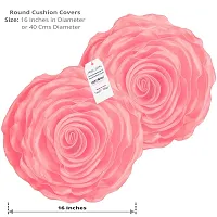 indoAmor Decorative Rose Shape Super Satin Round Cushion Covers, 16x16 Inches (Pink) - Set of 7 Covers-thumb1