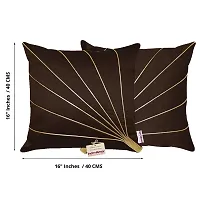 indoAmor Stripes Pattern Silk Cushion Covers (Brown, 16x16 inches) - Set of 5 Pieces-thumb1