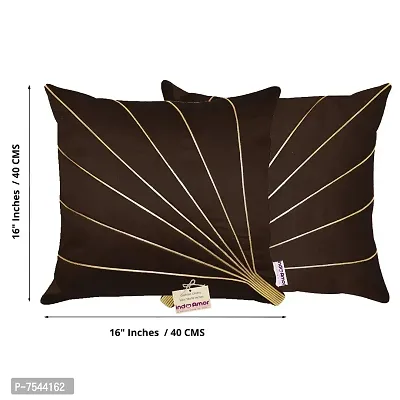 indoAmor Stripes Pattern Silk Cushion Covers (Brown, 16x16 inches) - Set of 5 Pieces-thumb2