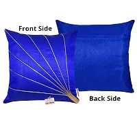 indoAmor Stripes Pattern Silk Cushion Covers (Blue, 16x16 inches) - Set of 5 Pieces-thumb3