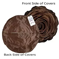 indoAmor Rose Design Super Satin Cushion Covers, 16x16 Inches (Brown) - Set of 5-thumb2