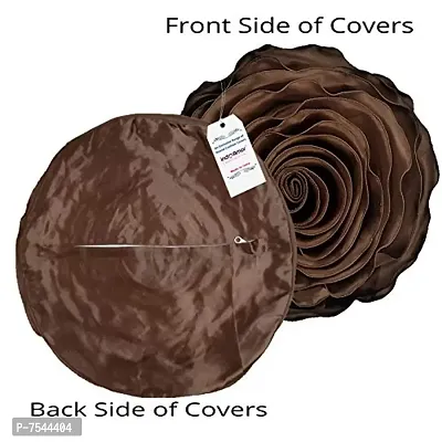 indoAmor Rose Design Super Satin Cushion Covers, 16x16 Inches (Brown) - Set of 5-thumb3