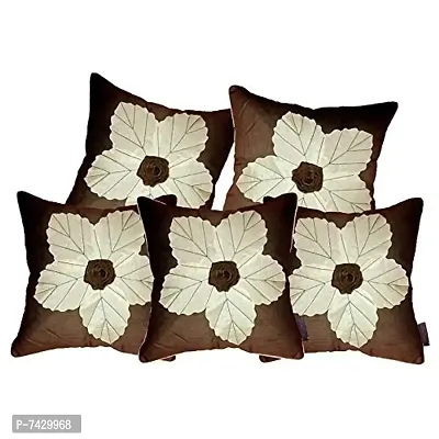 indoAmor Comfortable Flower Silk Cushion Covers - Set Of 5-thumb0