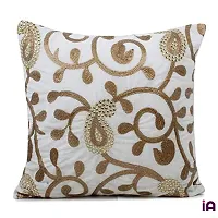 indoAmor Comfortable Paisley Sequined Embroidered Velvet Cushion Covers - Set Of 5-thumb2