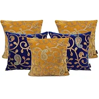 indoAmor Comfortable Paisley Sequined Embroidered Velvet Cushion Covers - Set Of 5-thumb1
