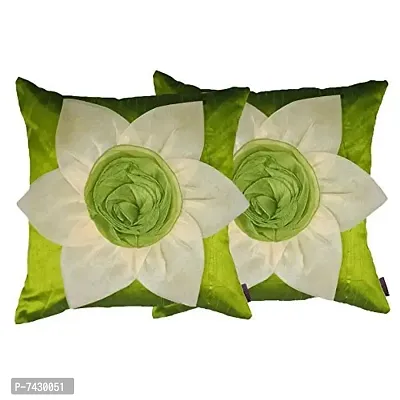 indoAmor Comfortable Flower Silk Cushion Covers - Set Of 2-thumb2