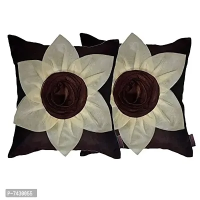 indoAmor Comfortable Flower Silk Cushion Covers - Set Of 2-thumb0