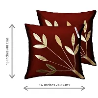 indoAmor Comfortable Silk Cushion Covers Golden Leaves Floral Design - Set Of 5-thumb2