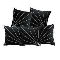 indoAmor Comfortable Striped Pattern Silk Cushion Covers - Set Of 5-thumb1