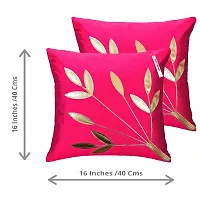 indoAmor Comfortable Silk Cushion Covers Golden Leaves Floral Design - Set Of 5-thumb2