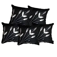 indoAmor Comfortable Silk Cushion Covers Silver Leaves Design - Set Of 5-thumb1