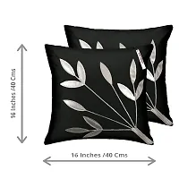 indoAmor Comfortable Silk Cushion Covers Silver Leaves Design - Set Of 5-thumb3