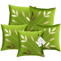 indoAmor Comfortable Silk Cushion Covers Golden Leaves Floral Design - Set Of 5-thumb2