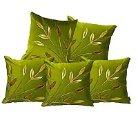 indoAmor Comfortable Silk Cushion Covers Golden Leaves Floral Design - Set Of 5-thumb1