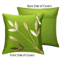 indoAmor Comfortable Silk Cushion Covers Golden Leaves Floral Design - Set Of 5-thumb4