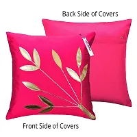 indoAmor Comfortable Silk Cushion Covers Golden Leaves Floral Design - Set Of 5-thumb3