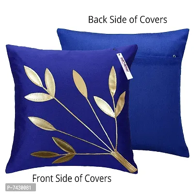 indoAmor Comfortable Silk Cushion Covers Golden Leaves Design - Set Of 5-thumb4