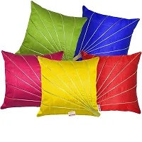 indoAmor Comfortable Striped Pattern Silk Cushion Covers - Set Of 5-thumb1