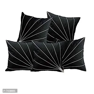 indoAmor Comfortable Striped Pattern Silk Cushion Covers - Set Of 5-thumb2