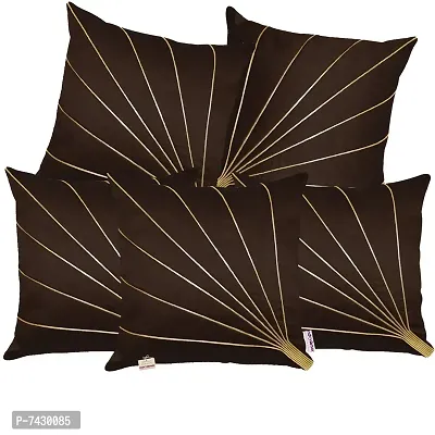 indoAmor Comfortable Striped Pattern Silk Cushion Covers - Set Of 5