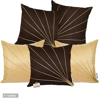 indoAmor Comfortable Striped Pattern Silk Cushion Covers - Set Of 5