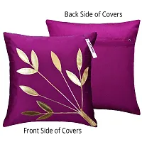 indoAmor Comfortable Silk Cushion Covers Golden Leaves Floral Design - Set Of 5-thumb3