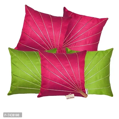 indoAmor Comfortable Striped Pattern Silk Cushion Covers - Set Of 5