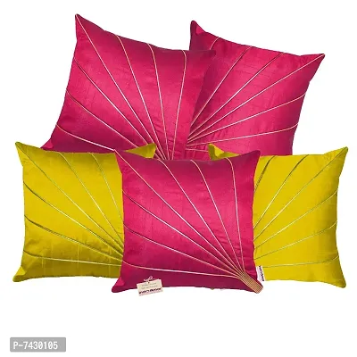 indoAmor Comfortable Striped Pattern Silk Cushion Covers - Set Of 5