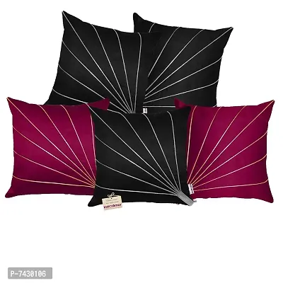 indoAmor Comfortable Striped Pattern Silk Cushion Covers - Set Of 5