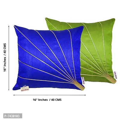 indoAmor Comfortable Striped Pattern Silk Cushion Covers - Set Of 5-thumb2