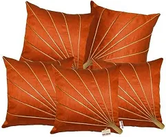 indoAmor Comfortable Striped Pattern Silk Cushion Covers - Set Of 5-thumb1