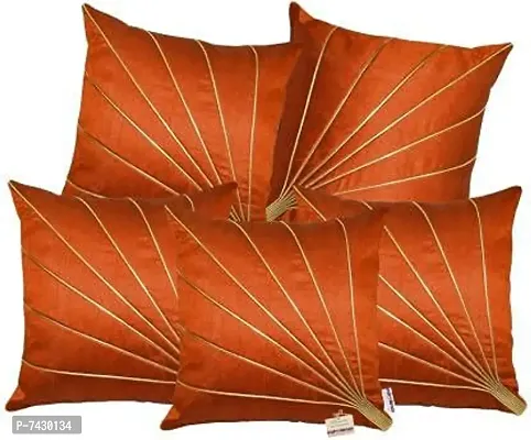 indoAmor Comfortable Striped Pattern Silk Cushion Covers - Set Of 5-thumb2