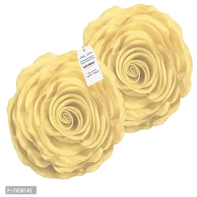 indoAmor Comfortable Rose Design Super Satin Round Cushion Covers - Set Of 2-thumb0