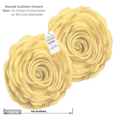 indoAmor Comfortable Rose Design Super Satin Round Cushion Covers - Set Of 7-thumb2