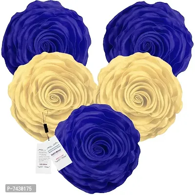 indoAmor Comfortable Rose Design Super Satin Cushion Covers - Set Of 5-thumb0