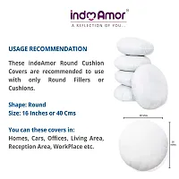 indoAmor Comfortable Decorative Rose Shape Super Satin Round Cushion Covers - Set Of 7-thumb4