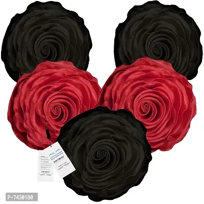 indoAmor Comfortable Rose Design Super Satin Cushion Covers - Set Of 5