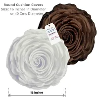 indoAmor Comfortable Decorative Rose Shape Super Satin Round Cushion Covers - Set Of 7-thumb2