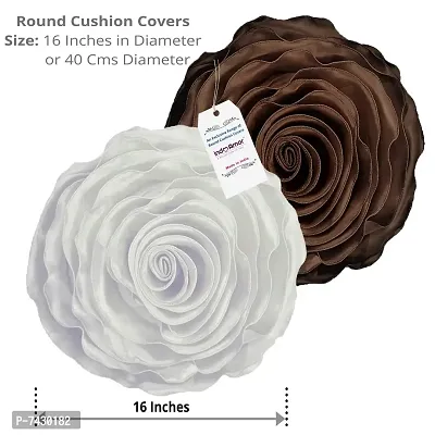 indoAmor Comfortable Decorative Rose Shape Super Satin Round Cushion Covers - Set Of 7-thumb3