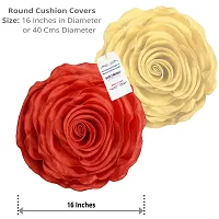 indoAmor Comfortable Decorative Rose Shape Super Satin Round Cushion Covers - Set Of 7-thumb1