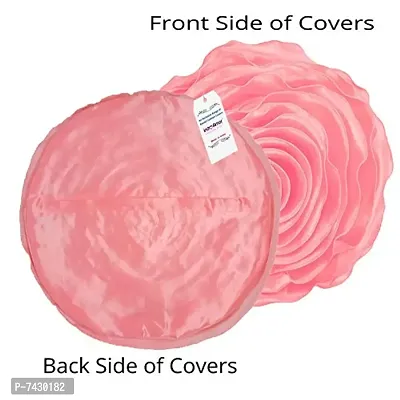 indoAmor Comfortable Decorative Rose Shape Super Satin Round Cushion Covers - Set Of 7-thumb4