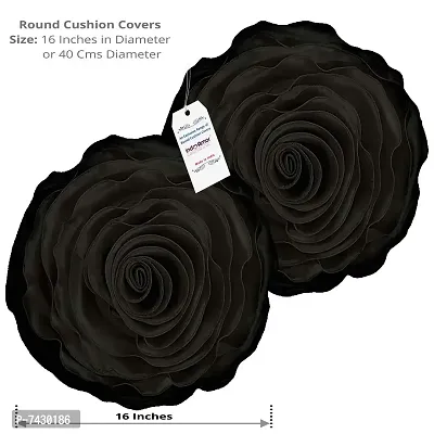 indoAmor Comfortable Decorative Rose Shape Super Satin Round Cushion Covers - Set Of 7-thumb2