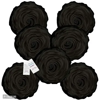 indoAmor Comfortable Decorative Rose Shape Super Satin Round Cushion Covers - Set Of 7