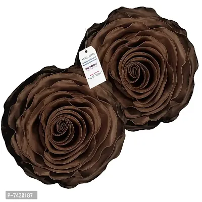 indoAmor Comfortable Decorative Rose Shape Super Satin Round Cushion Covers - Set Of 7-thumb4