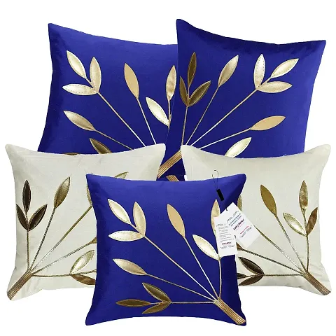 Leaves Design Silk Cushion Covers Set Of 5 Vol 1