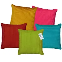 indoAmor Comfortable Quilted Silk Cushion Covers - Set Of 5-thumb1